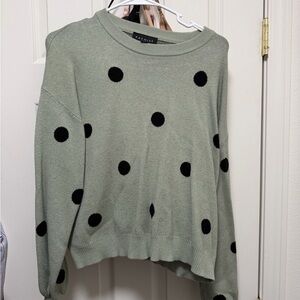 Green and Black Polka Dot Sweater